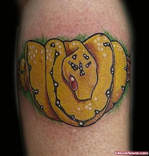 Amazing Yellow Snake Tattoo