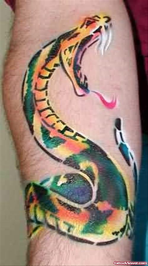 Yellow And Green Tattoo On Arm