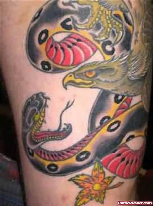 Eagle And Black Snake Tattoo