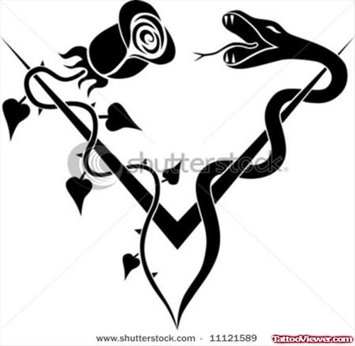 Rose And Snake Tattoos New Design