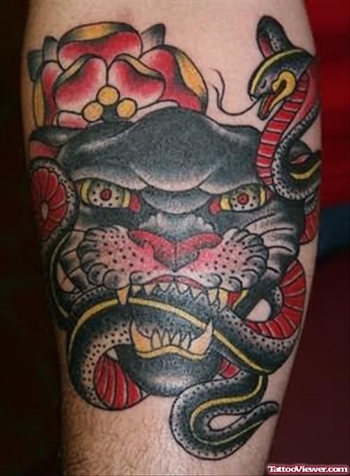 Black Panther And Snake Tattoo