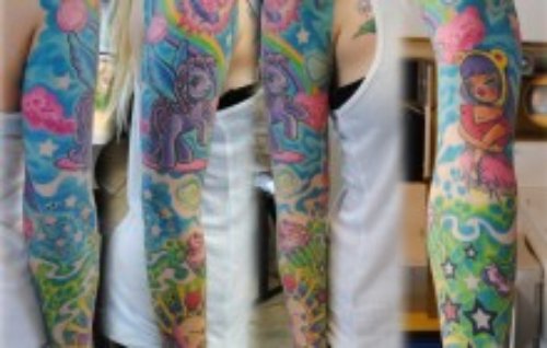 Unique Colored Sleeve Tattoo Design