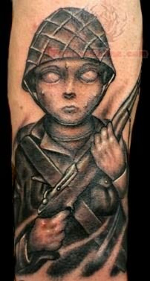 Soldier With Gun Tattoo