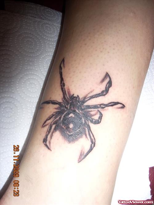 Black Spider Tattoo On Bicep
