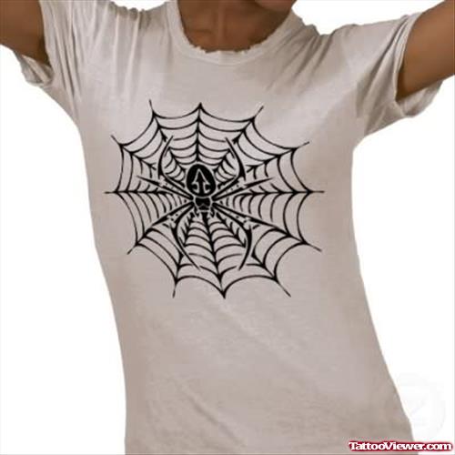 Spider Web Tattoo On T-Shirt
