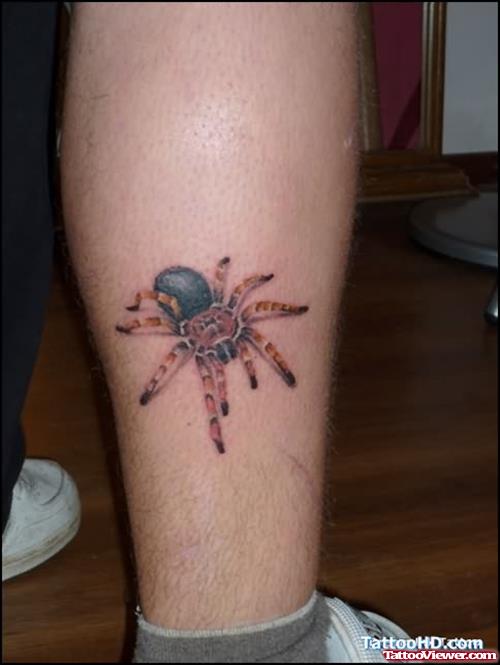 Red Spider Tattoo On Leg