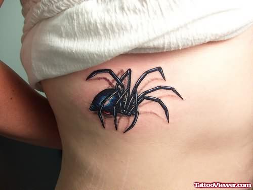 3D Black Spider Permanent Tattoo Design