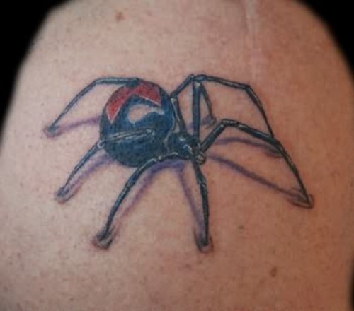 Red And Black Spider Tattoo