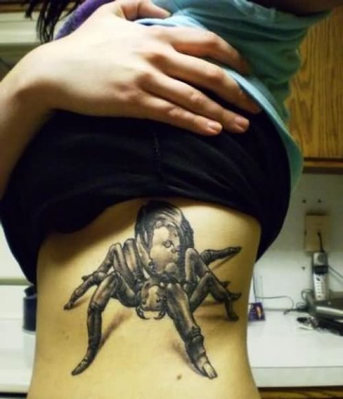Side Rib Spider Tattoo