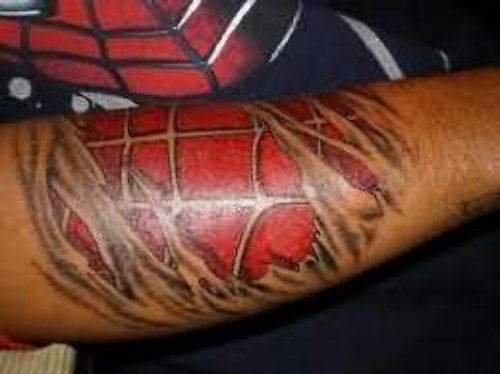 Red Ink Amazing Spider Tattoo