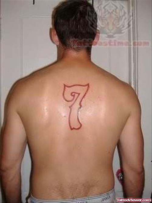 Red Seven Tattoo On Back