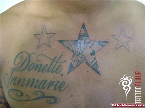Stars And Donette Annmarie Tattoo On Chest
