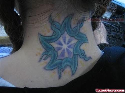 Stylish Star Tattoo On Back Neck