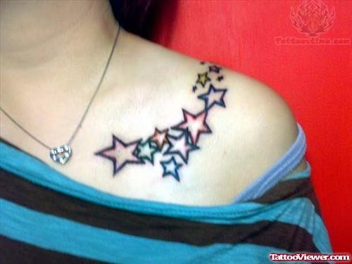 Star Tattoos On Girl Shoulder