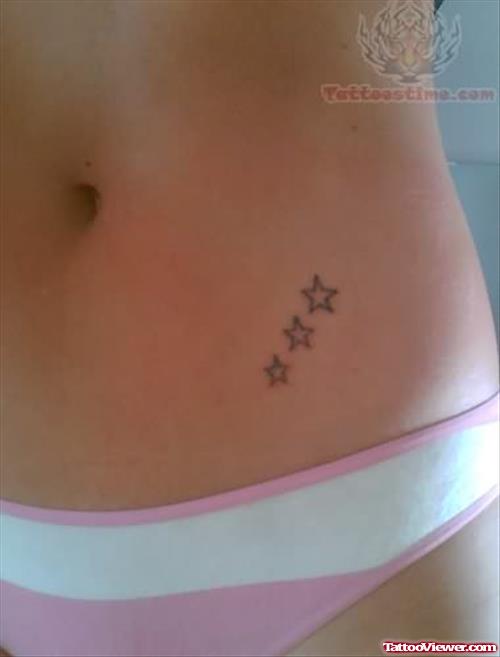 Small Three Stars Tattoos on Hip