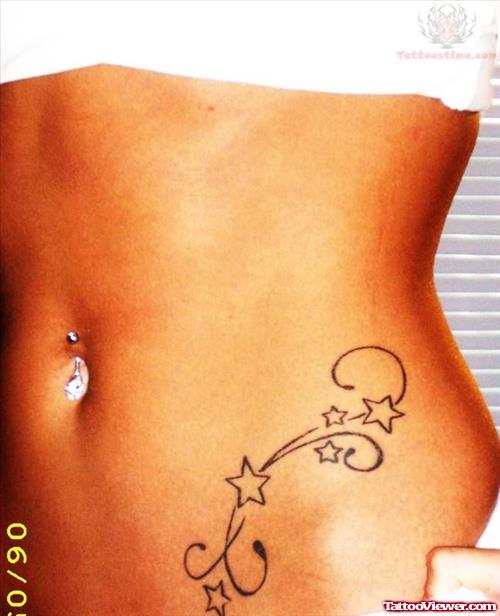 Cute Star Tattoo Design On Hip