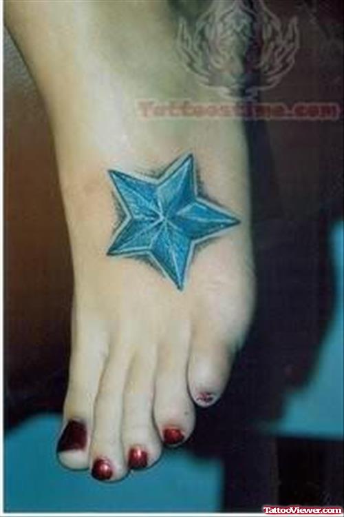 Blue Stars Tattoo On Foot