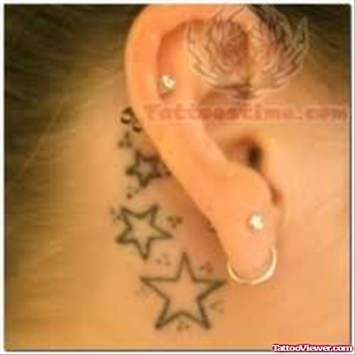 Stars Tattoos Behind Ear