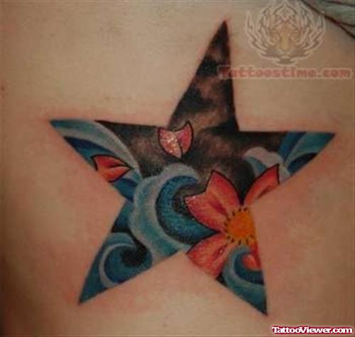 Colored Big Star Tattoo