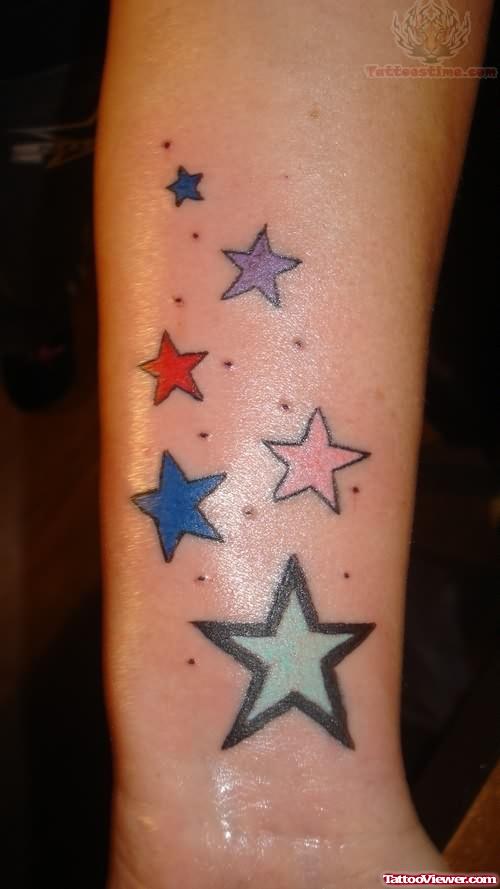 Colored Shooting Star Tattoos