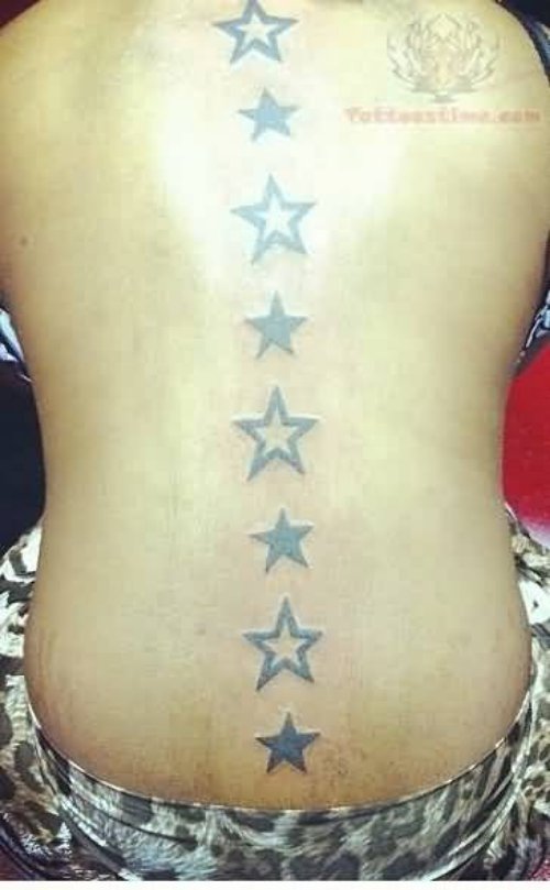 Stars Tattoos On Spine Back