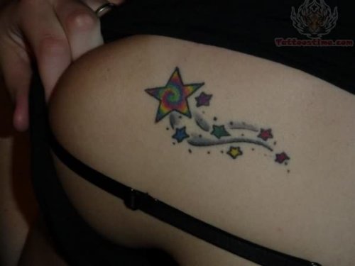 Colorful Stars Tattoos For Girls