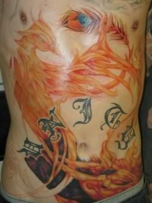 Awesome Phoenix Tattoo On Stomach