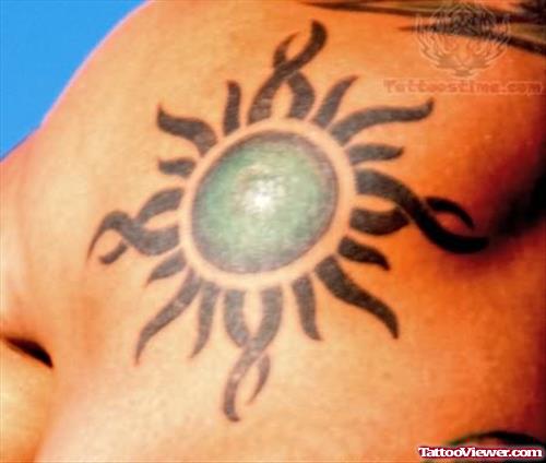 Tribal Sun Color Tattoo