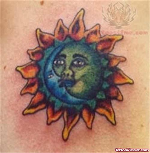 Tattoo of Sun & Moon Kissing
