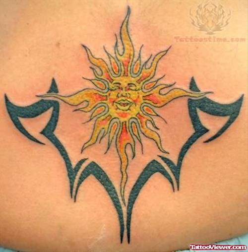 Sun Tattoo For Lower Waist