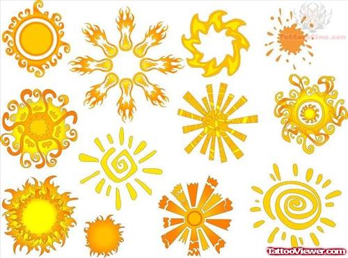 Yellow Sun Tattoo Design