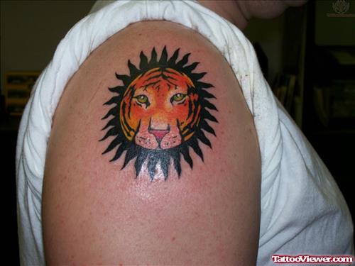 Tiger Sun Tattoo on Shoulder