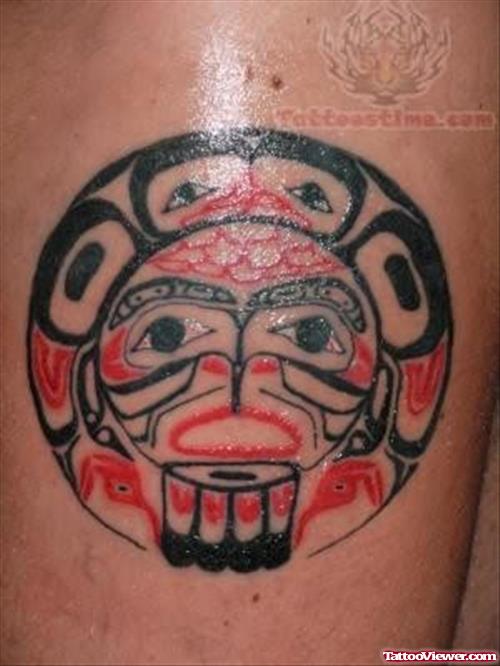 Aztec Color Sun Tattoo