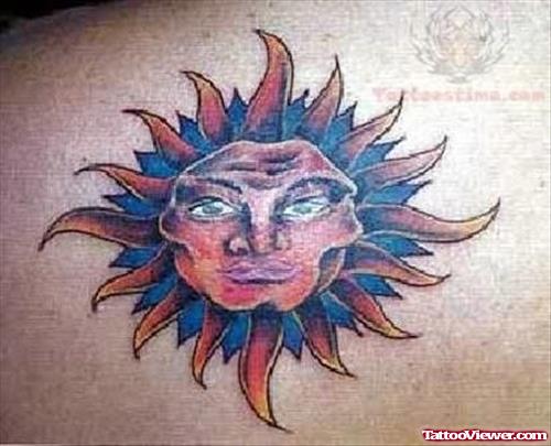 Colorful Small Sun Tattoo
