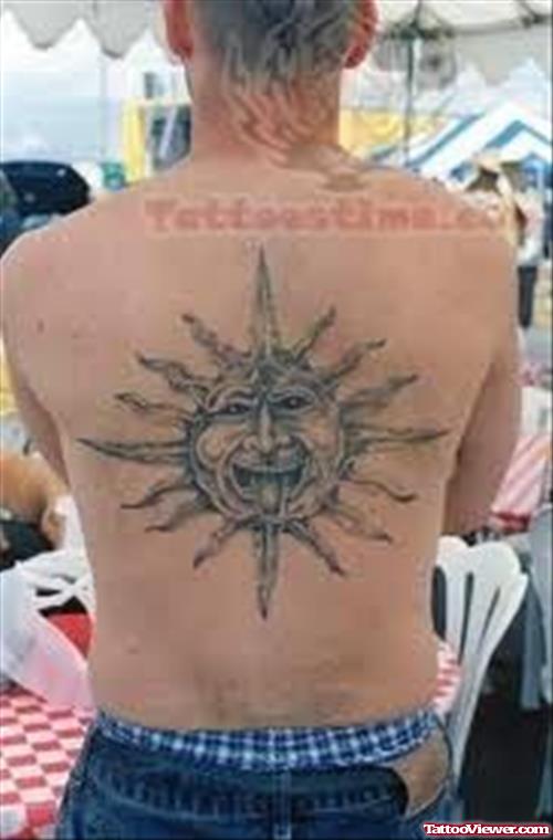 Funny sun Tattoo On Back