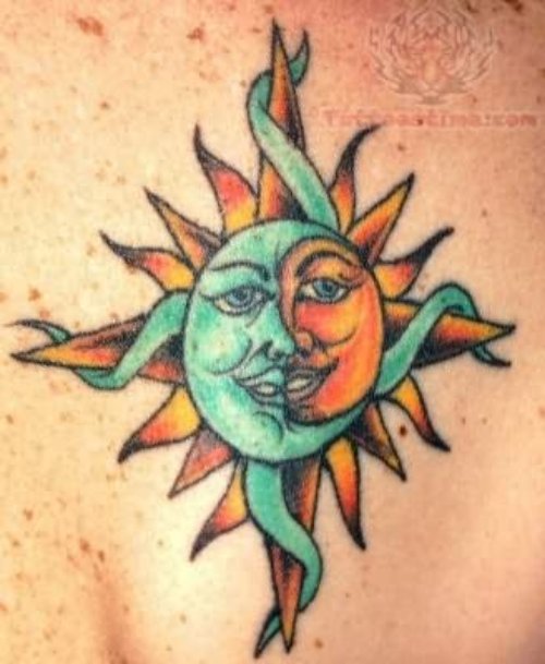 Sun And Moon Love Tattoo
