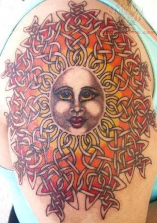 Sun Face Celtic Rays Tattoo
