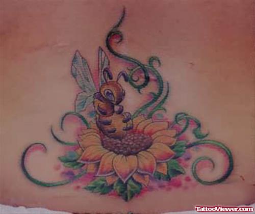 Sunflower And Bee Tattoo