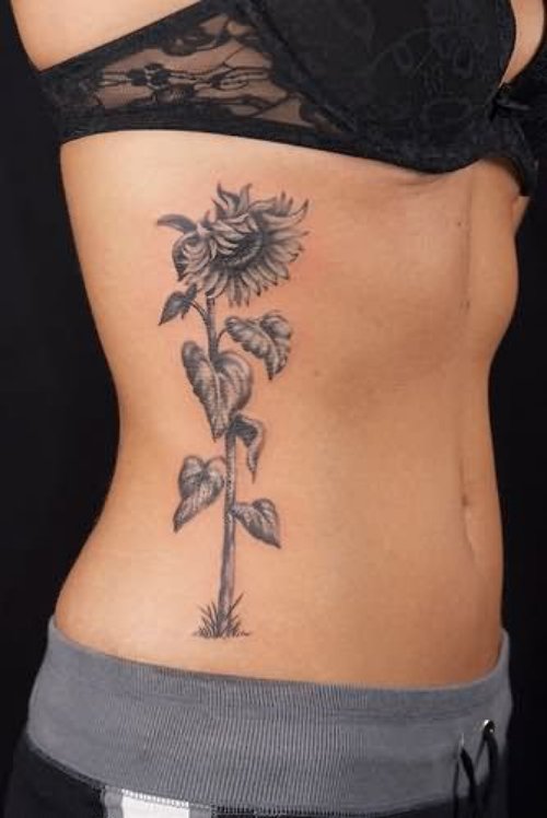 Sunflower Tattoo Side Rib