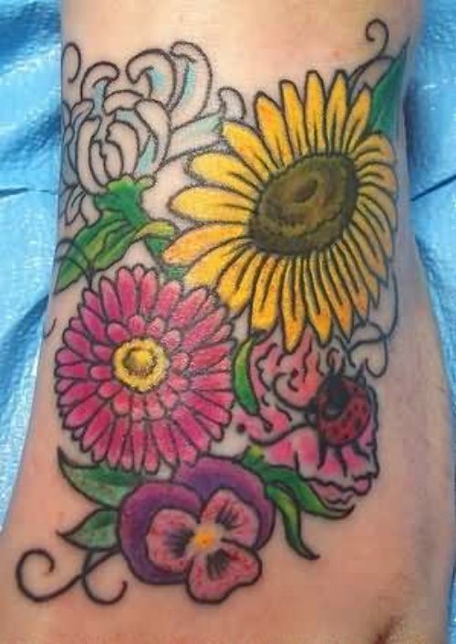 Sunflower Tattoo For Foot