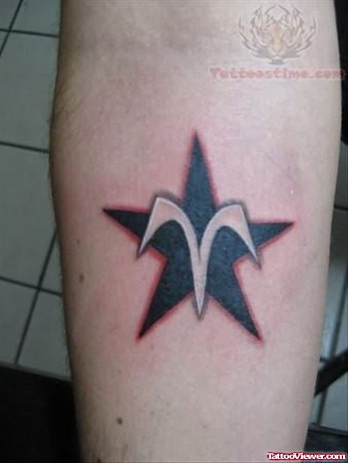 Star and Aries Symbol Tattoo