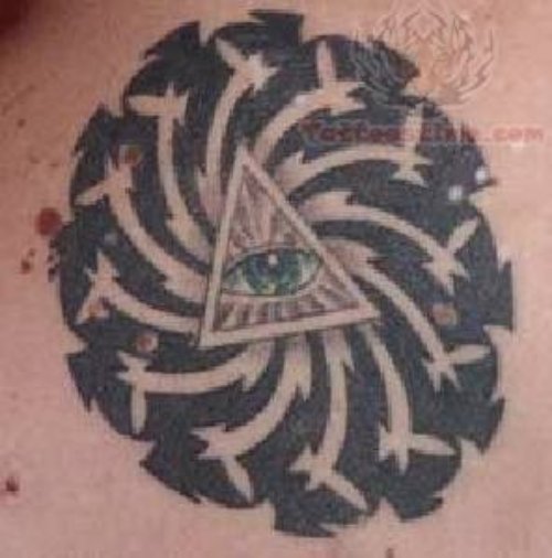 Green Open Eye Symbol Tattoo