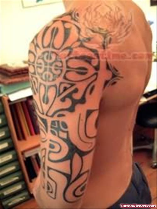 Taino Sun Tattoo On Full Sleeve
