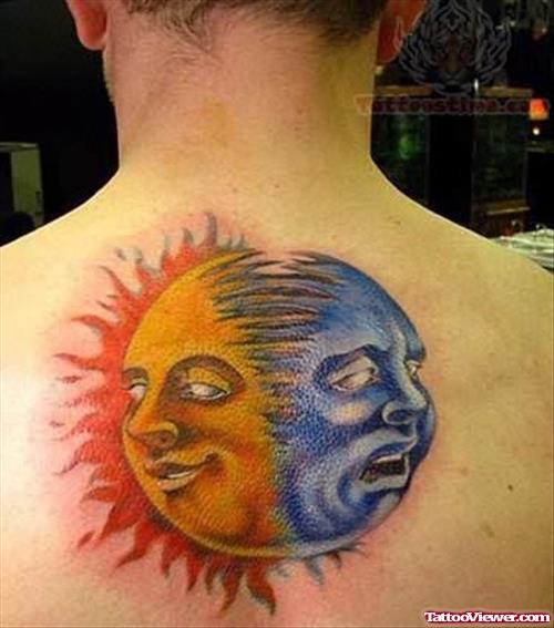 Sun and Moon Tattoo on Back