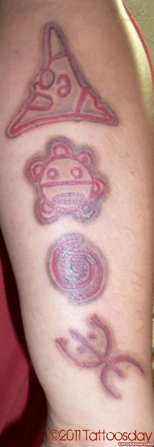 Taino Sun And Symbol Tattoos