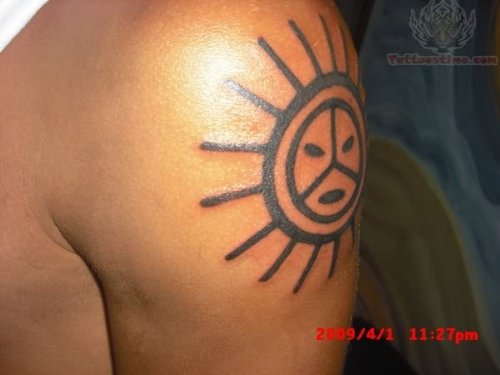 Taino Sun Tattoo on Shoulder