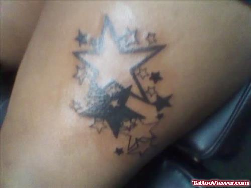 Stars Thigh Tattoo
