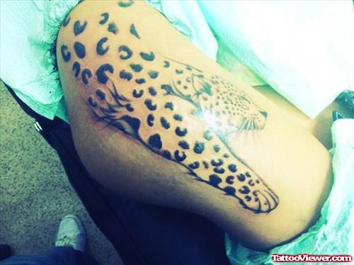Leopard Print Thigh Tattoo