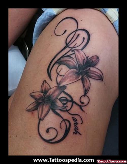 Floral Thigh Tattoo