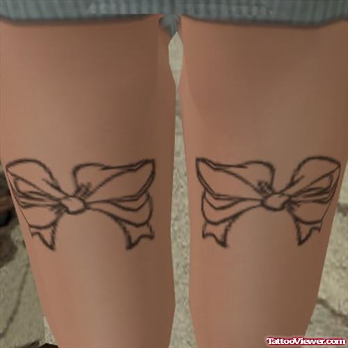 Outline Bow Thigh Tattoo